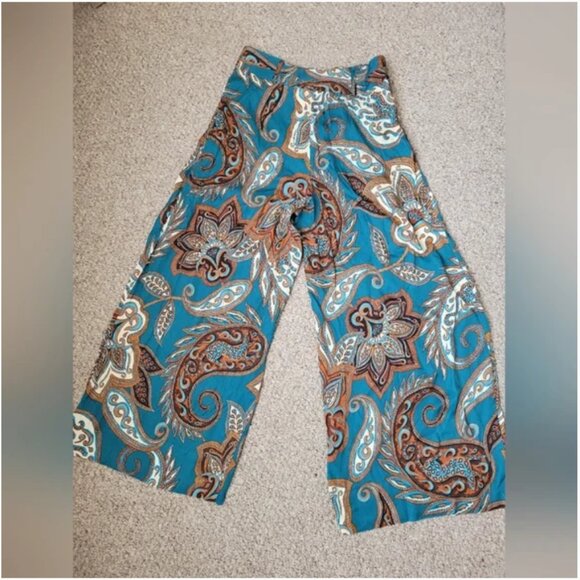 Farm Rio Anthropologie Wide Leg Leopard Paisley Pants size L - Picture 3 of 6